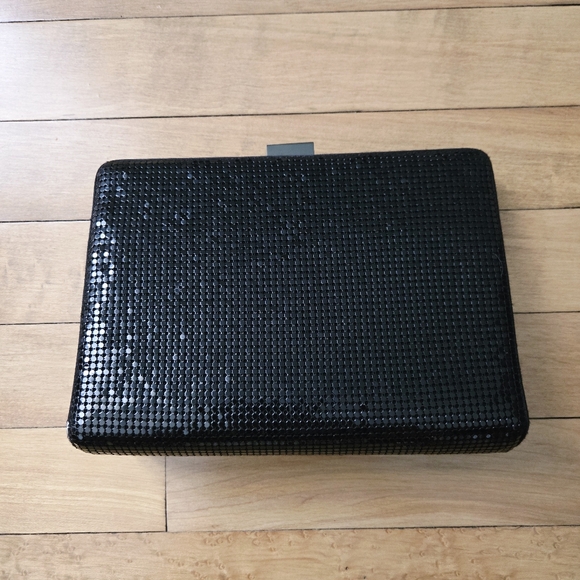 Vintage Elan Black Mesh Sparkle Handbag Clutch with Chain - Picture 12 of 16